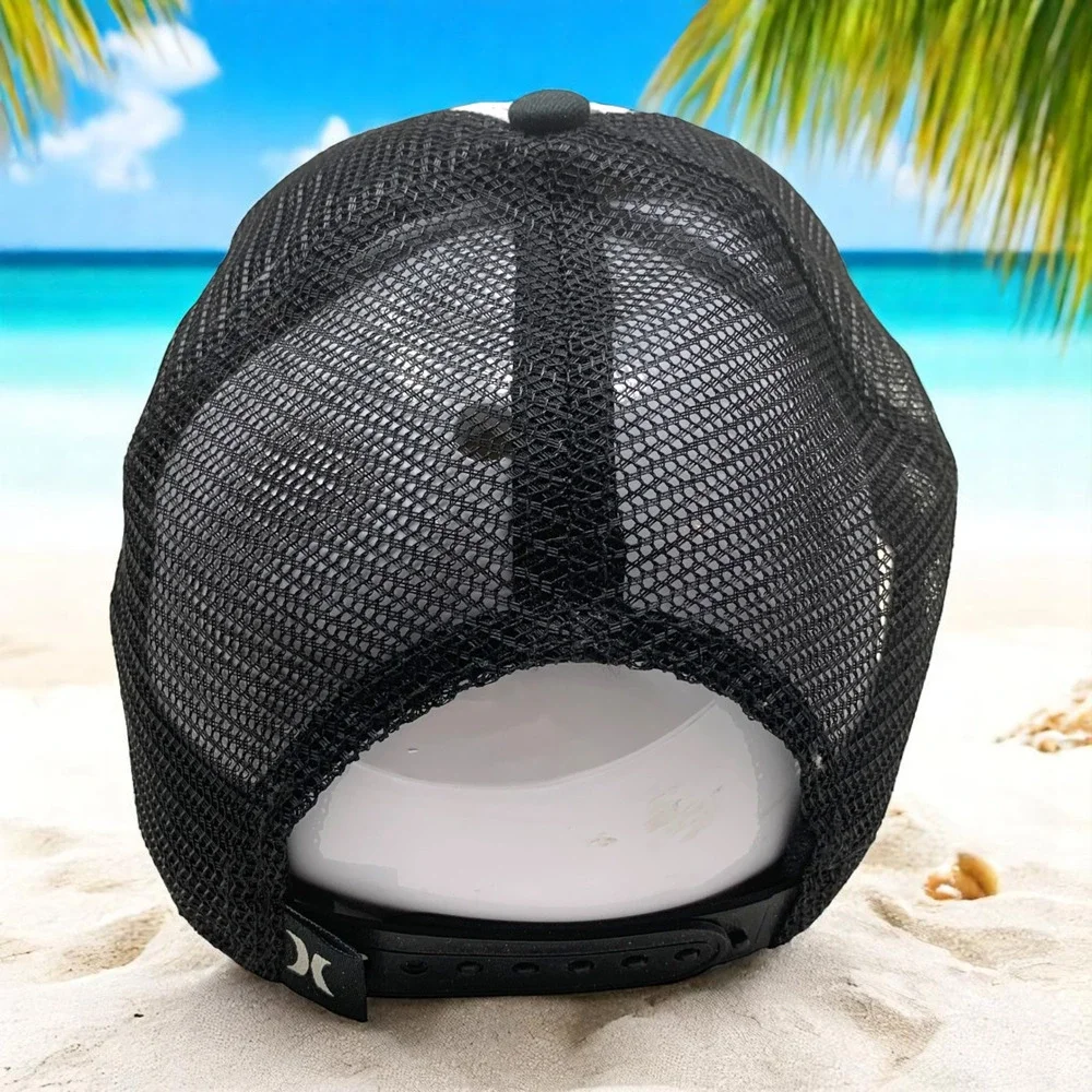 Hurley Tropical Floral Print Black Mesh Snapback Trucker Hat Cap Skater Beach